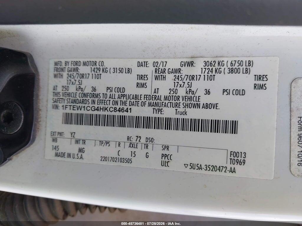 1FTEW1CG4HKC84641 2017 FORD F-150 photo no. 9