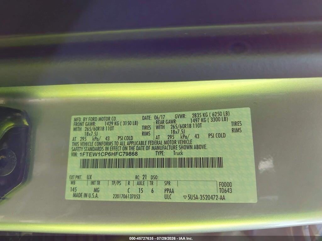 1FTEW1CP6HFC79868 2017 FORD F-150 photo no. 9