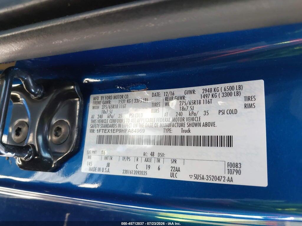 1FTEX1EP9HFA84969 2017 FORD F-150 photo no. 9