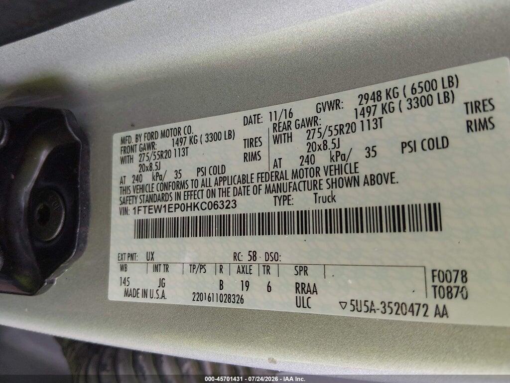 1FTEW1EP0HKC06323 2017 FORD F-150 photo no. 9