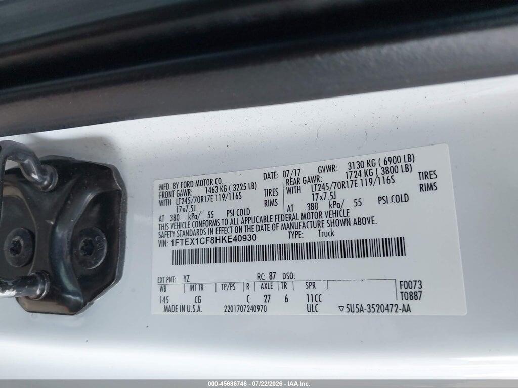 1FTEX1CF8HKE40930 2017 FORD F-150 photo no. 9