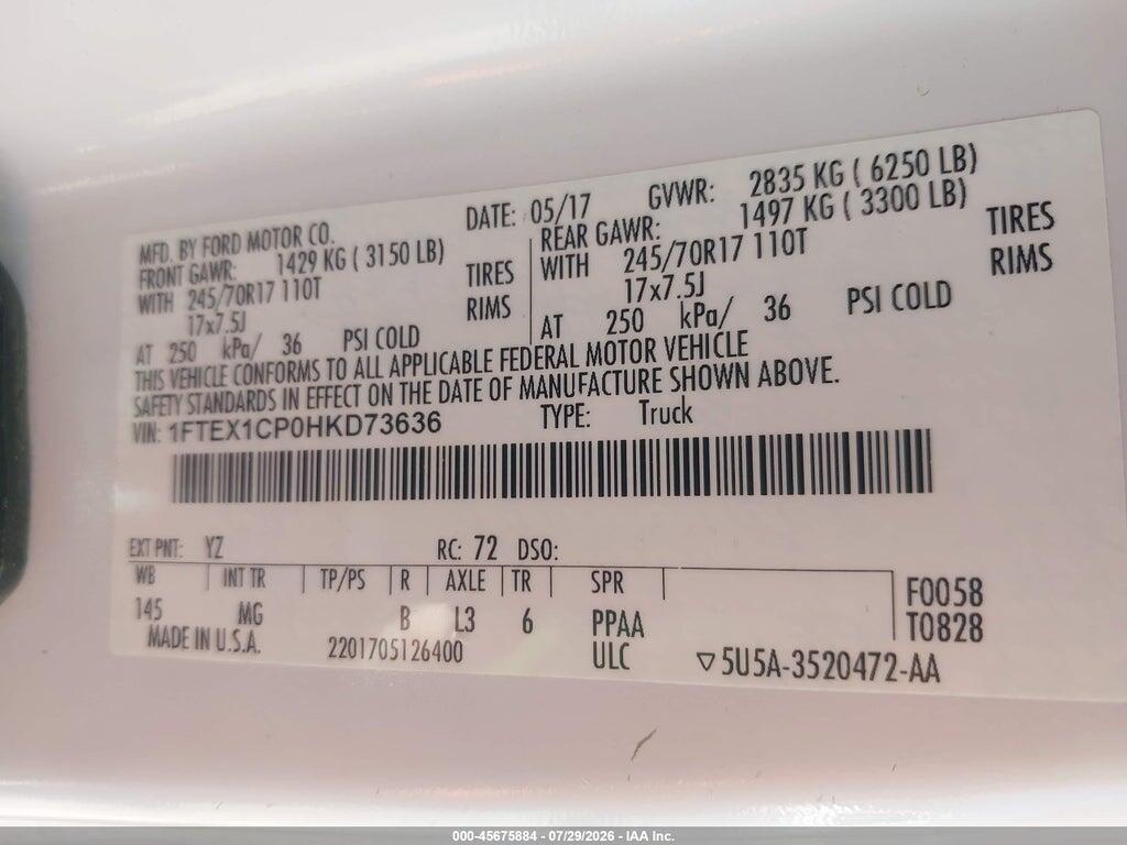 1FTEX1CP0HKD73636 2017 FORD F-150 photo no. 9