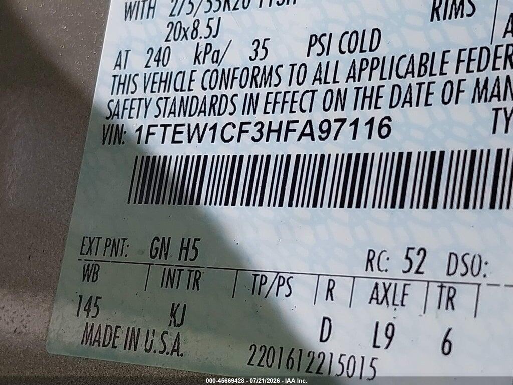 1FTEW1CF3HFA97116 2017 FORD F-150 photo no. 9
