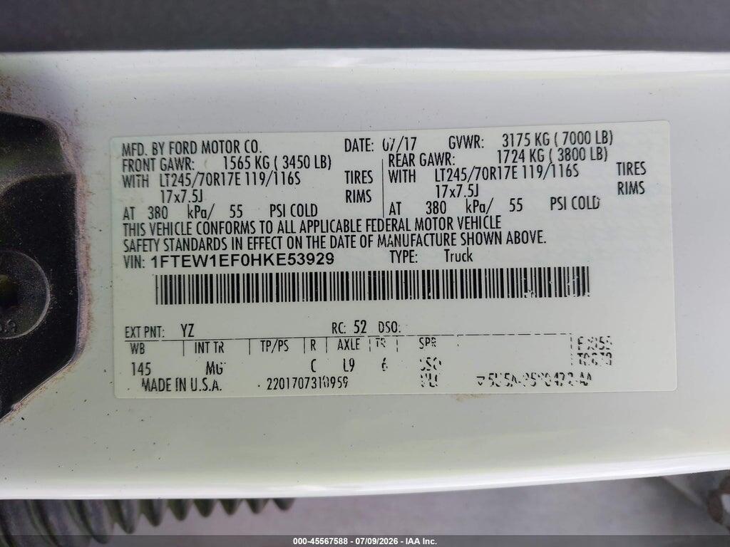 1FTEW1EF0HKE53929 2017 FORD F-150 photo no. 9
