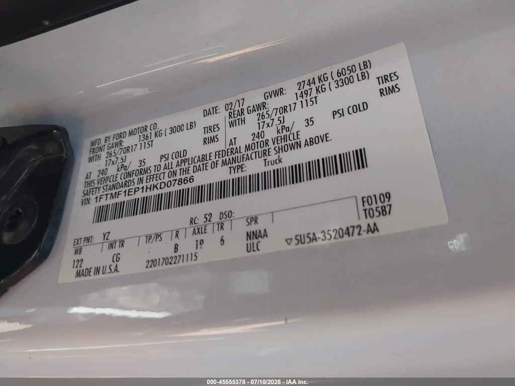 1FTMF1EP1HKD07866 2017 FORD F-150 photo no. 9