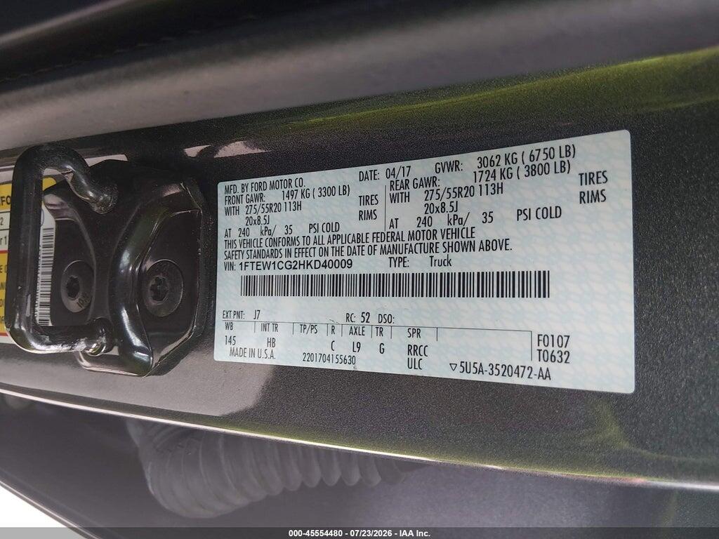 1FTEW1CG2HKD40009 2017 FORD F-150 photo no. 9