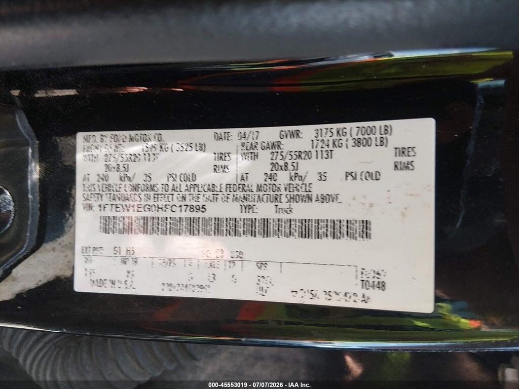 1FTEW1EG0HFC17895 2017 FORD F-150 photo no. 9
