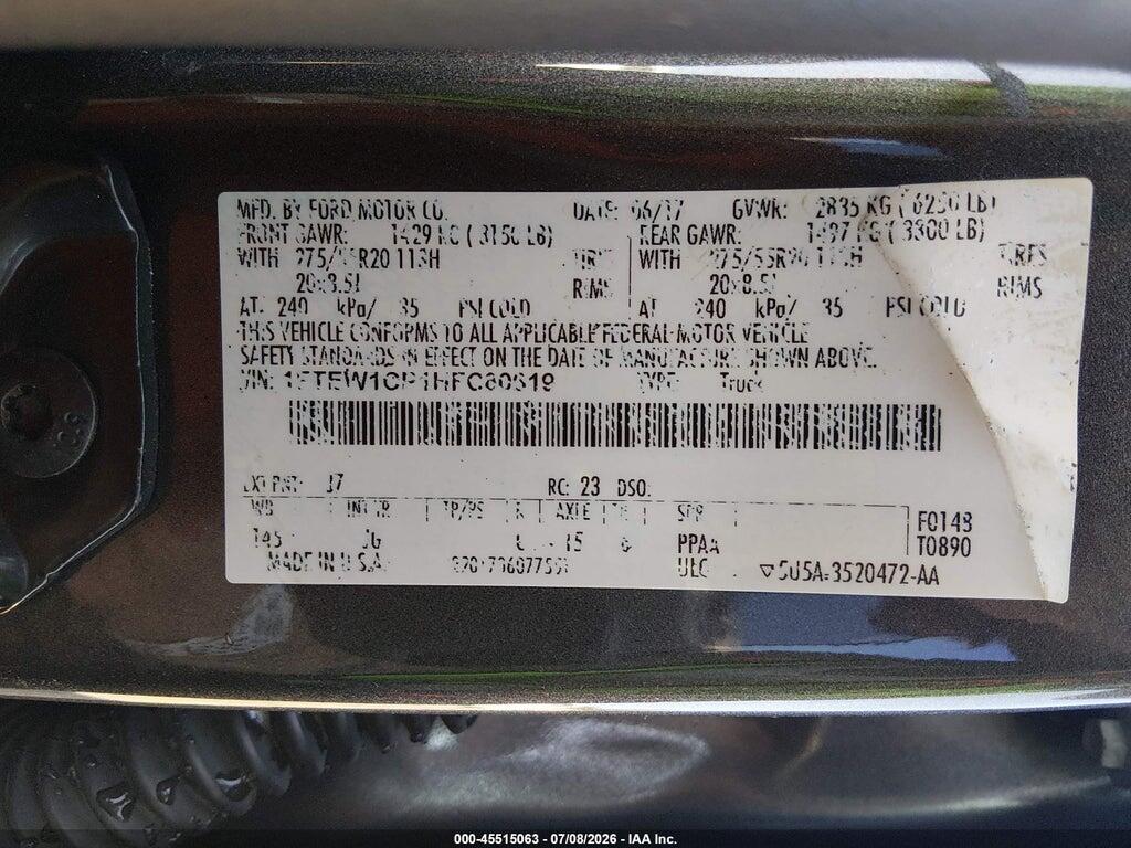 1FTEW1CP1HFC80619 2017 FORD F-150 photo no. 9