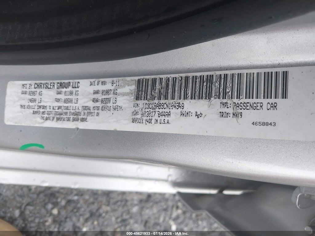 1C3CCBAB9CN104949 2012 CHRYSLER 200 photo no. 9