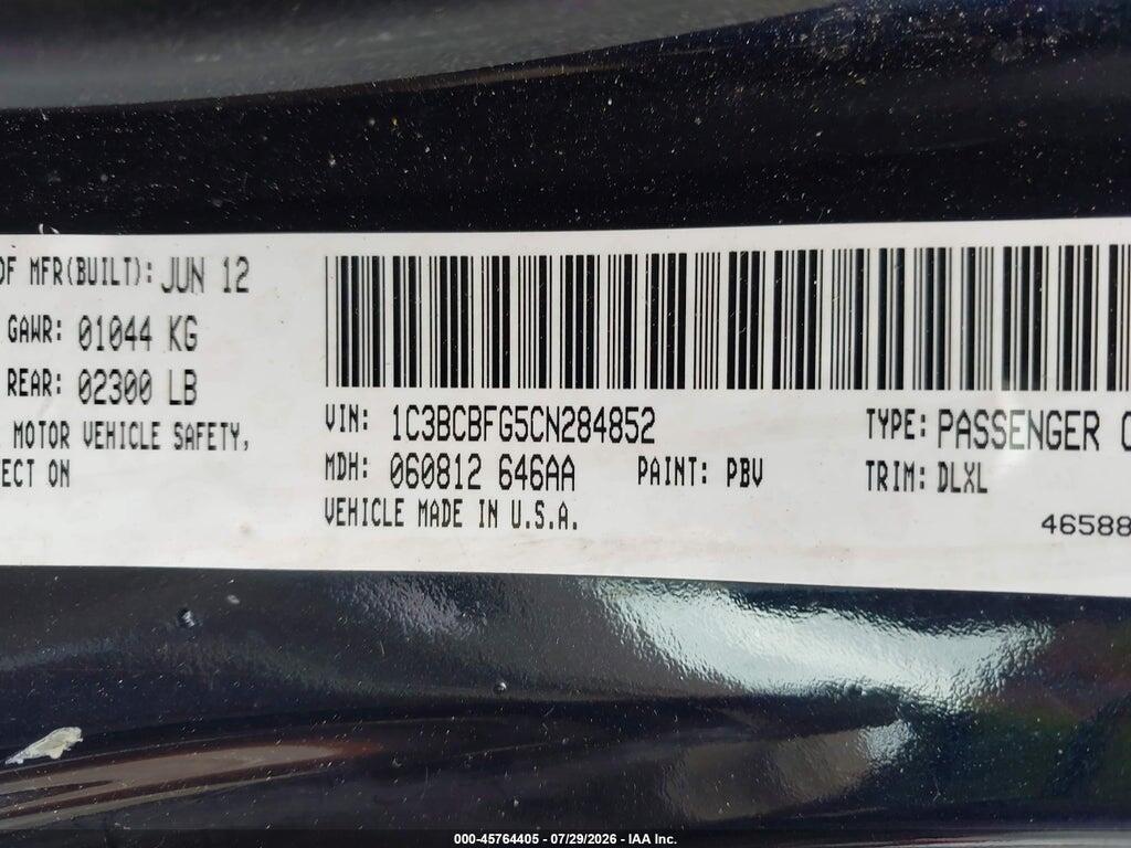 1C3BCBFG5CN284852 2012 CHRYSLER 200 photo no. 9