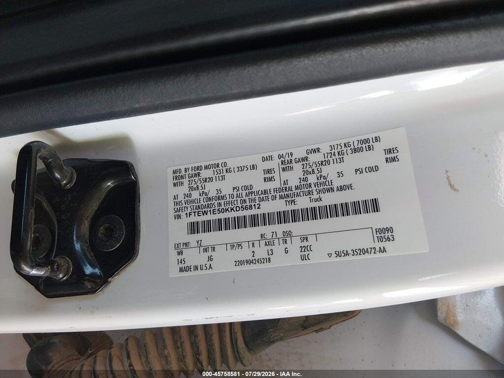 1FTEW1E50KKD56812 2019 FORD F-150 photo no. 9