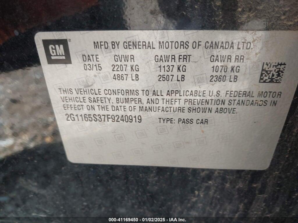 2G1165S37F9240919 2015 CHEVROLET IMPALA photo no. 9