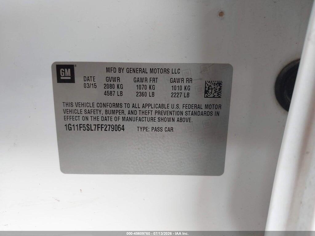 1G11F5SL7FF279064 2015 CHEVROLET MALIBU photo no. 9