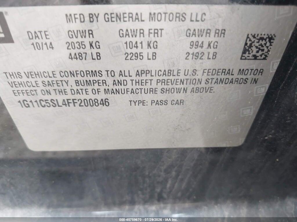1G11C5SL4FF200846 2015 CHEVROLET MALIBU photo no. 9