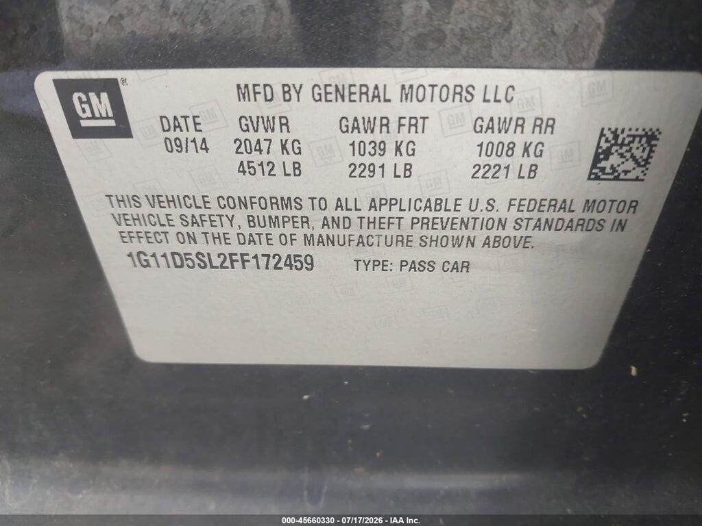 1G11D5SL2FF172459 2015 CHEVROLET MALIBU photo no. 9