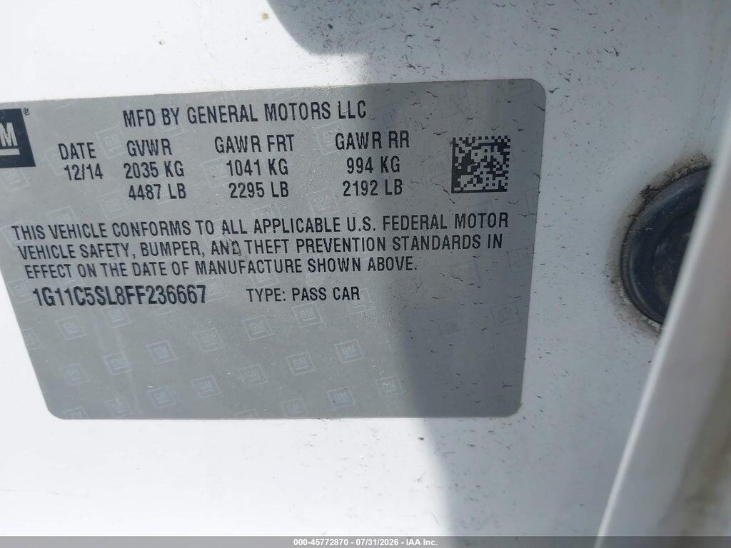 1G11C5SL8FF236667 2015 CHEVROLET MALIBU photo no. 9