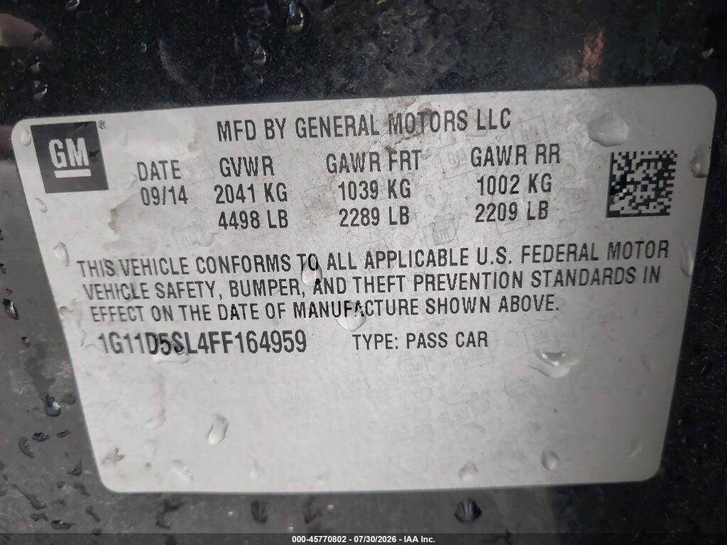 1G11D5SL4FF164959 2015 CHEVROLET MALIBU photo no. 9