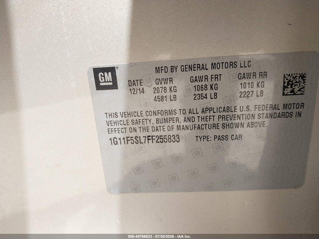 1G11F5SL7FF255833 2015 CHEVROLET MALIBU photo no. 9