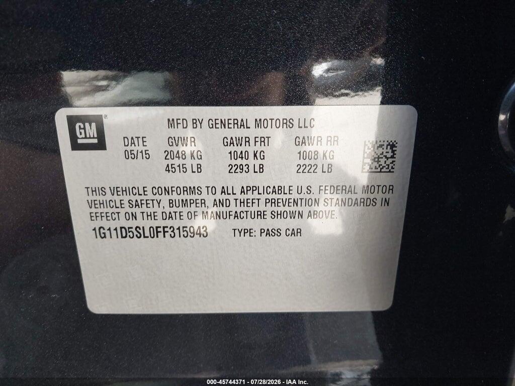 1G11D5SL0FF315943 2015 CHEVROLET MALIBU photo no. 9