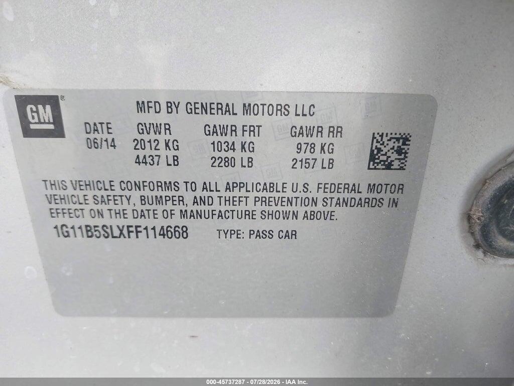 1G11B5SLXFF114668 2015 CHEVROLET MALIBU photo no. 9