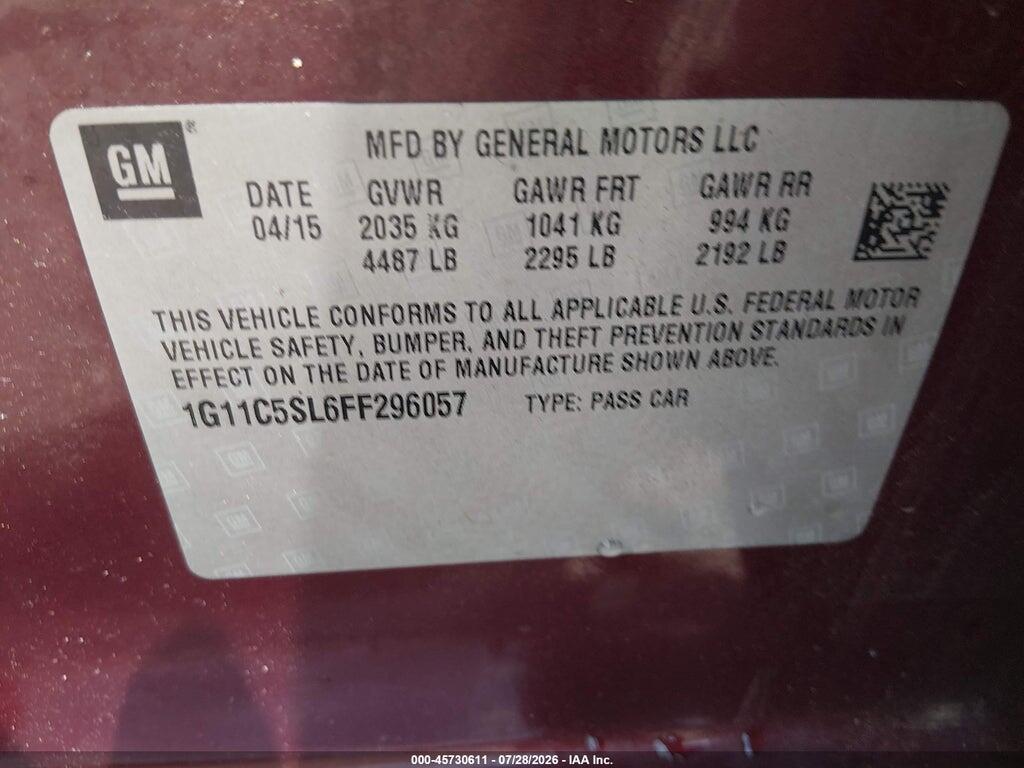 1G11C5SL6FF296057 2015 CHEVROLET MALIBU photo no. 9