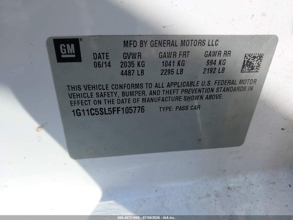 1G11C5SL5FF105776 2015 CHEVROLET MALIBU photo no. 9