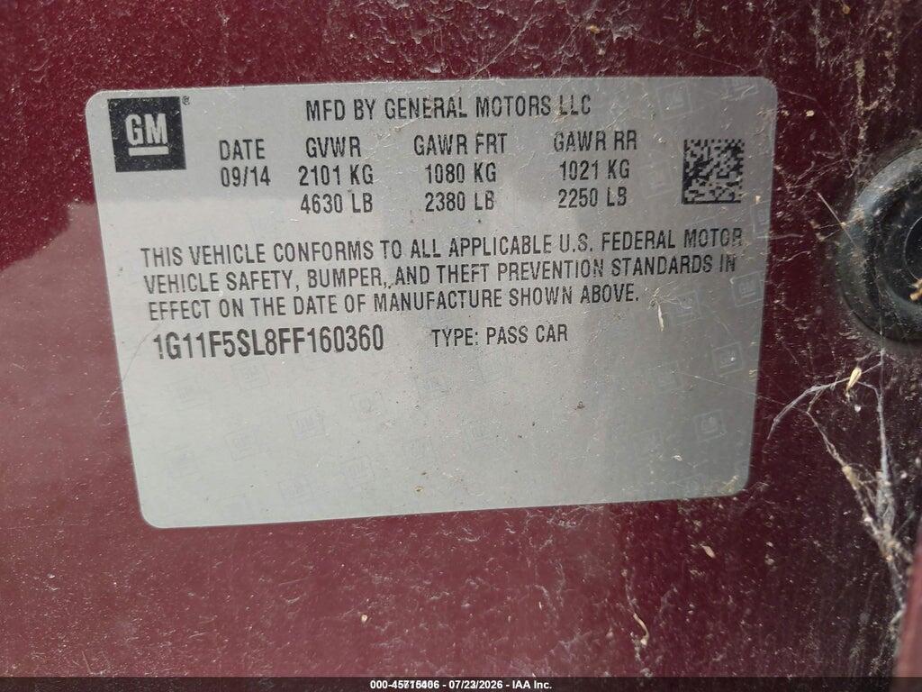 1G11F5SL8FF160360 2015 CHEVROLET MALIBU photo no. 9