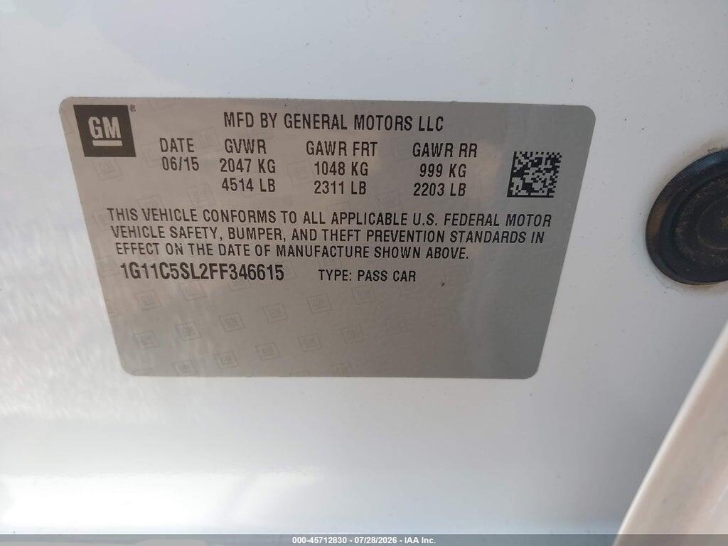 1G11C5SL2FF346615 2015 CHEVROLET MALIBU photo no. 9