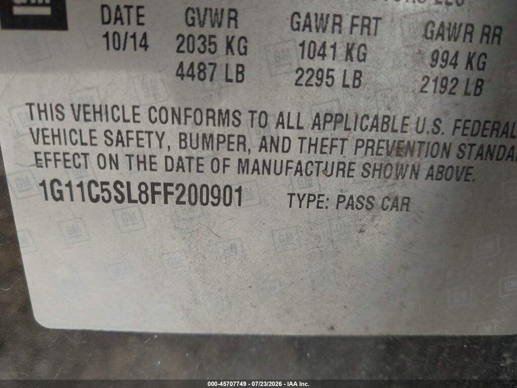 1G11C5SL8FF200901 2015 CHEVROLET MALIBU photo no. 9