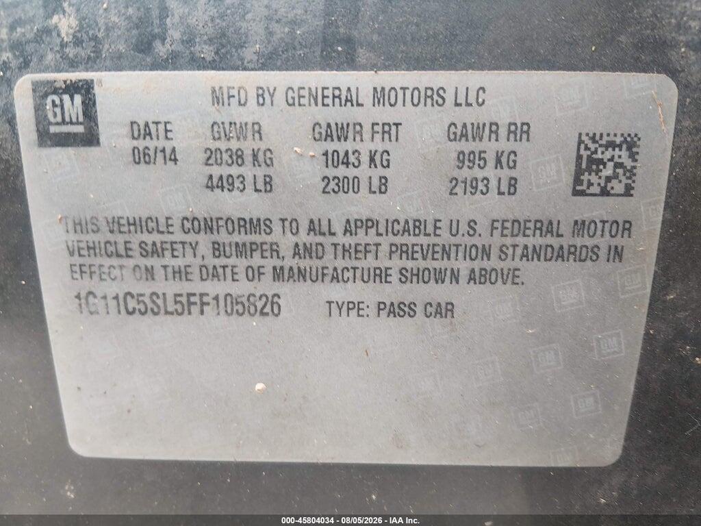 1G11C5SL5FF105826 2015 CHEVROLET MALIBU photo no. 9