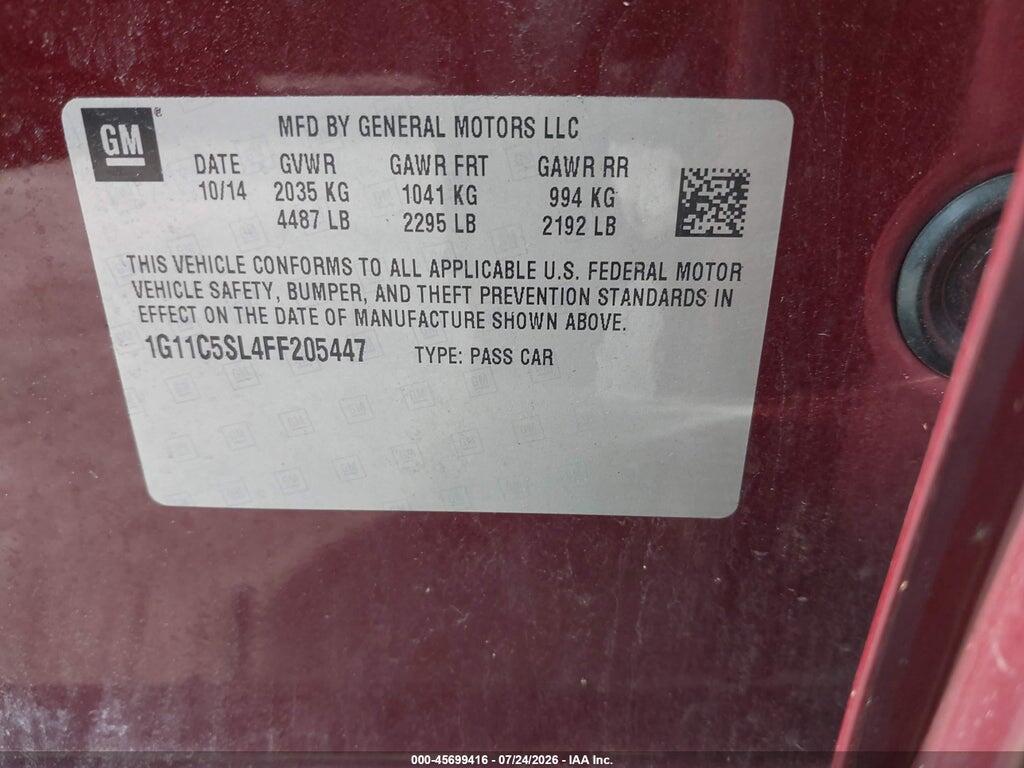 1G11C5SL4FF205447 2015 CHEVROLET MALIBU photo no. 9