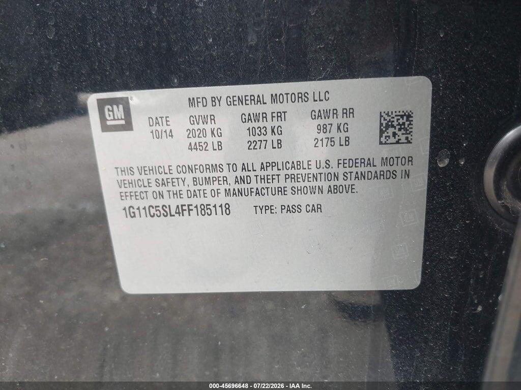 1G11C5SL4FF185118 2015 CHEVROLET MALIBU photo no. 9