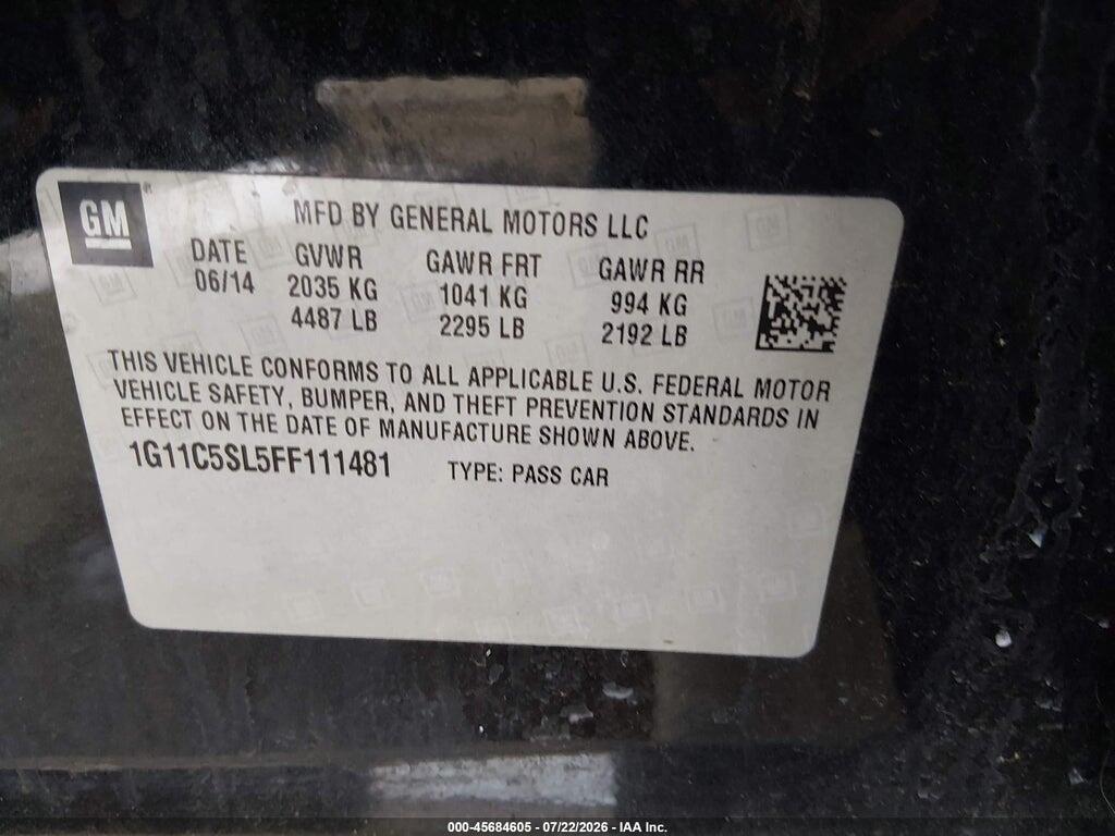 1G11C5SL5FF111481 2015 CHEVROLET MALIBU photo no. 9