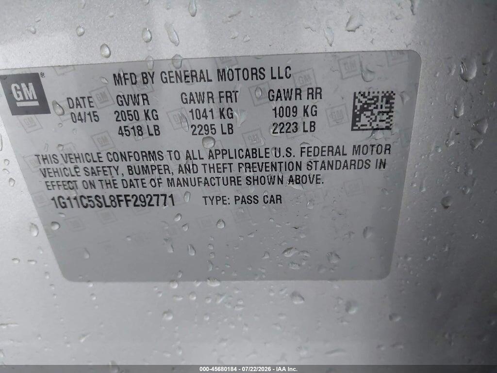 1G11C5SL8FF292771 2015 CHEVROLET MALIBU photo no. 9