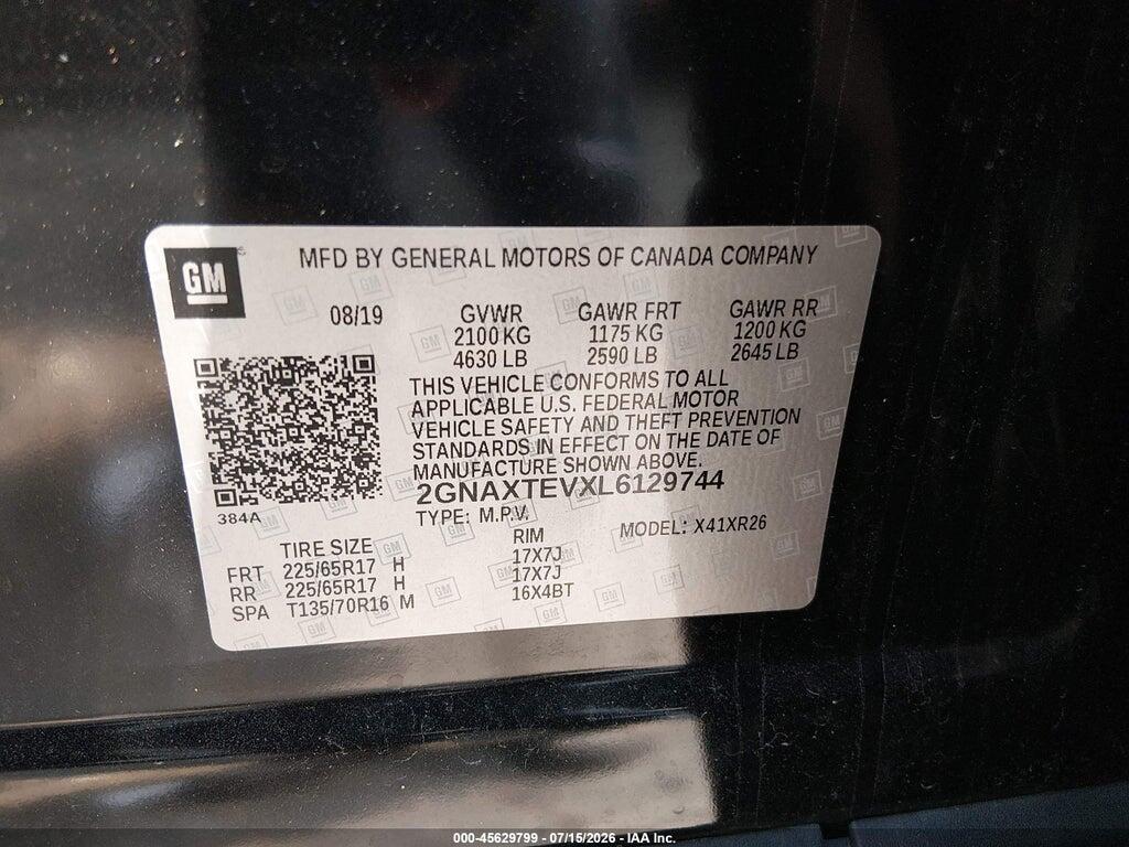 2GNAXTEVXL6129744 2020 CHEVROLET EQUINOX photo no. 9