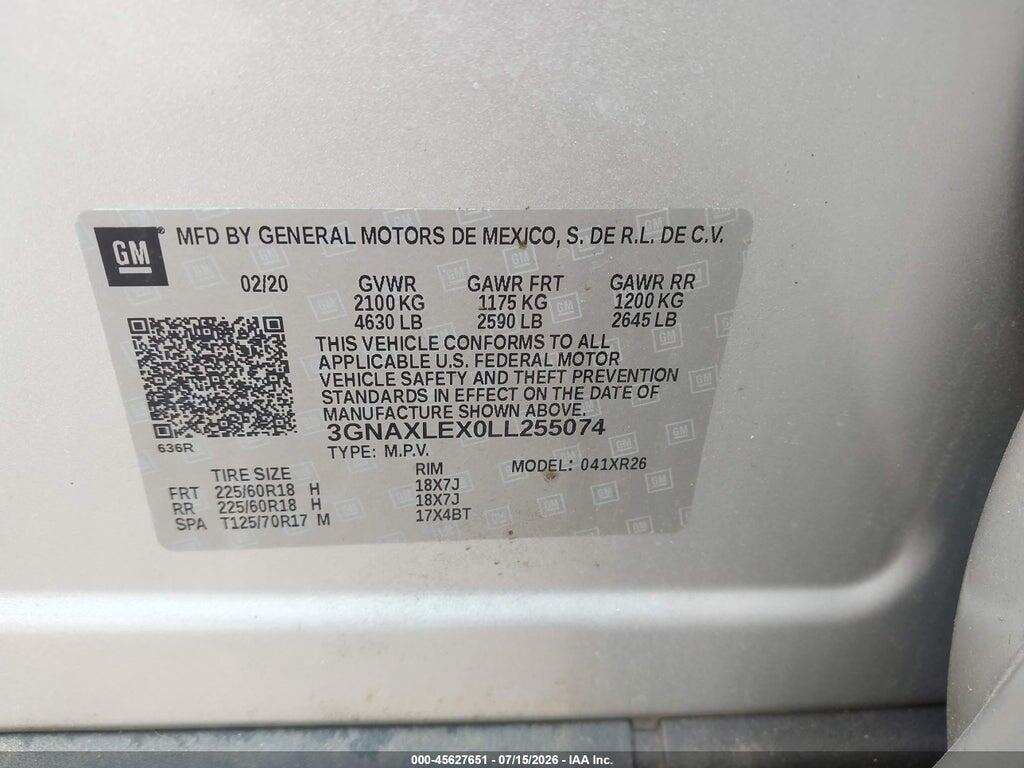 3GNAXLEX0LL255074 2020 CHEVROLET EQUINOX photo no. 9