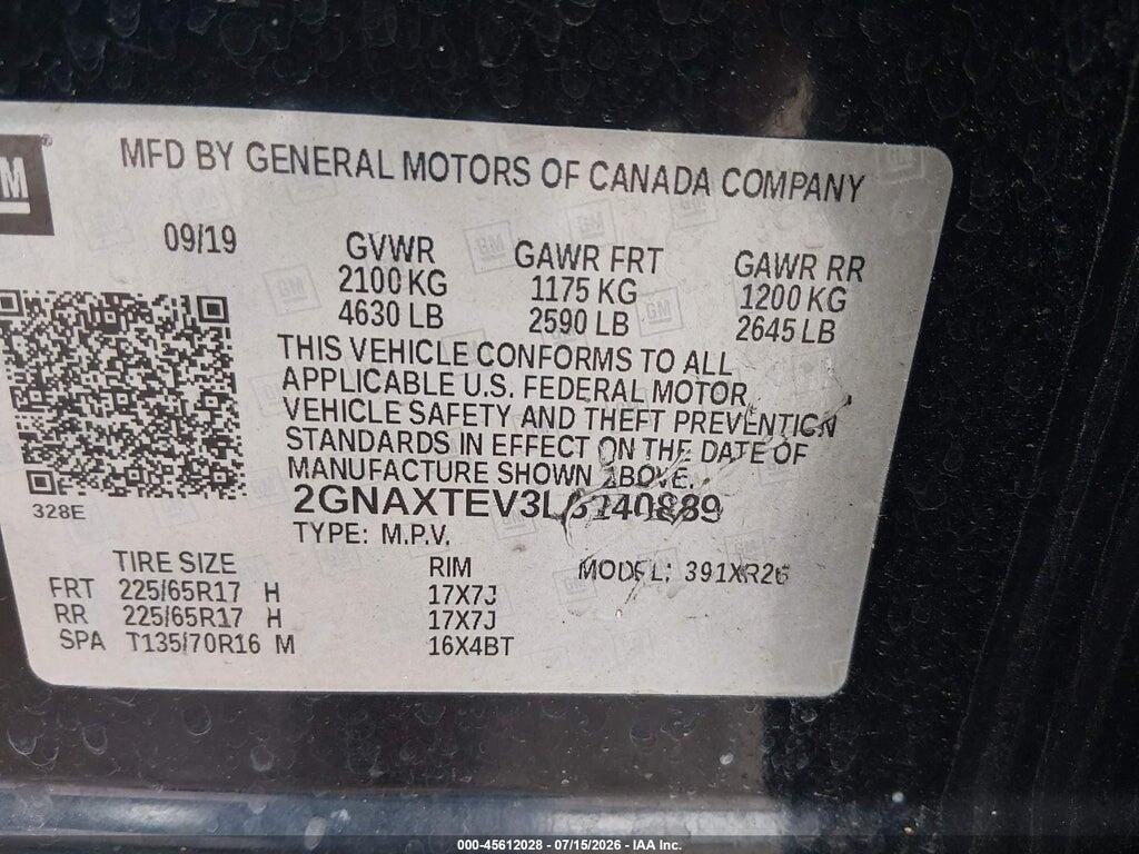 2GNAXTEV3L6140889 2020 CHEVROLET EQUINOX photo no. 9