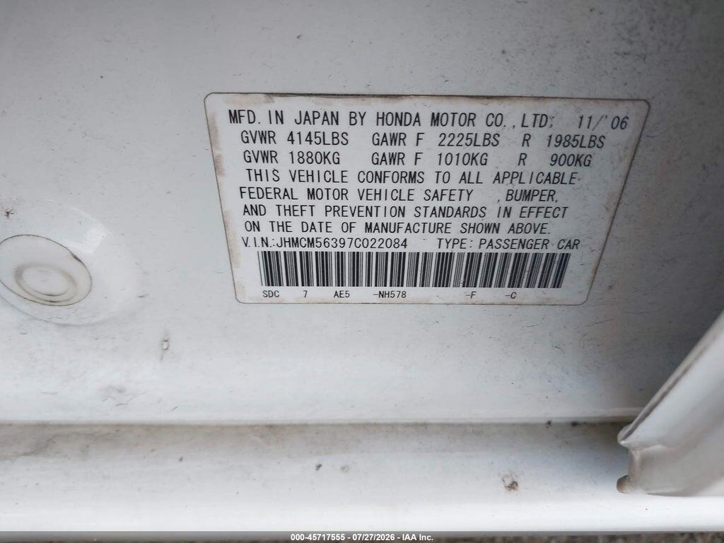 JHMCM56397C022084 2007 HONDA ACCORD photo no. 9