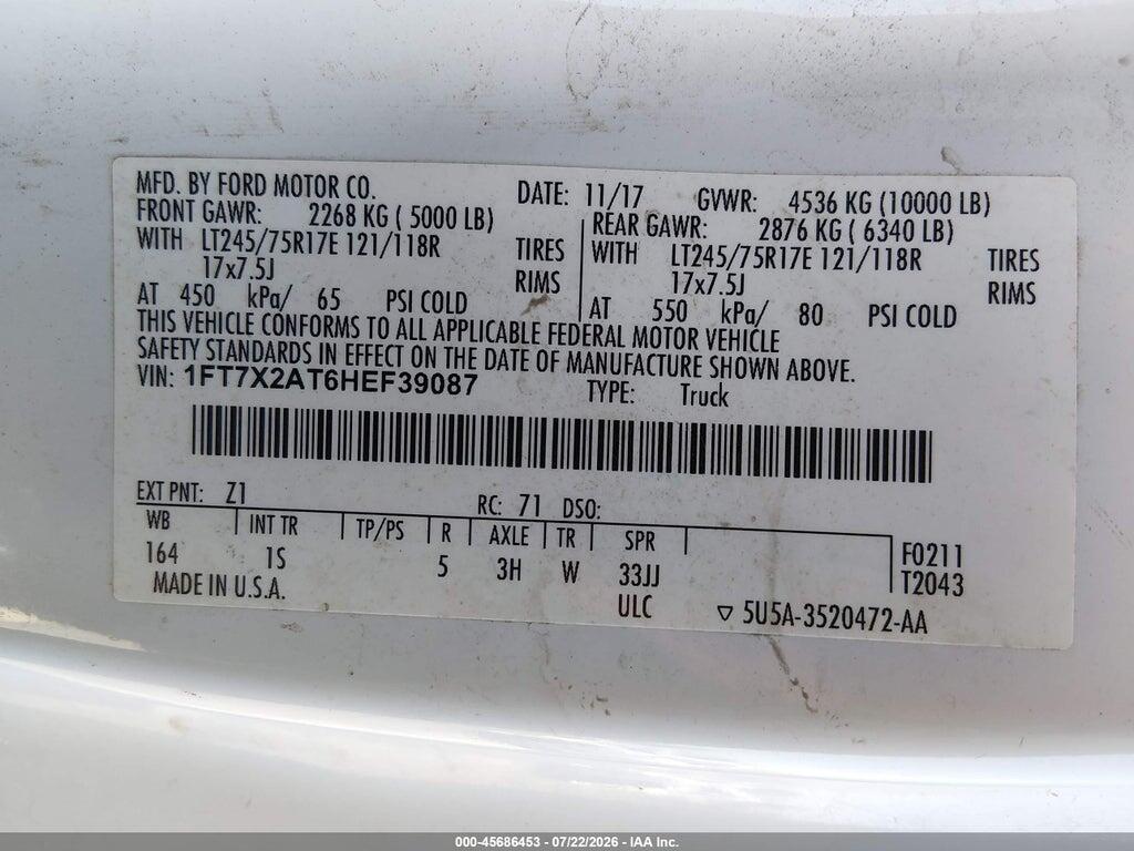 1FT7X2AT6HEF39087 2017 FORD F-250 photo no. 9