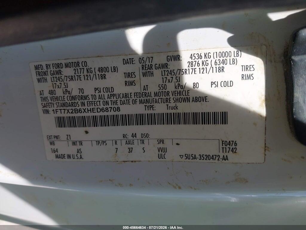 1FT7X2B6XHED68708 2017 FORD F-250 photo no. 9
