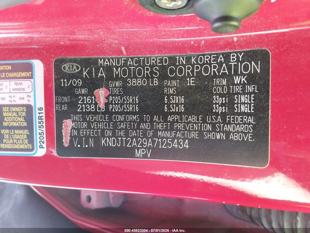 KNDJT2A29A7125434 2010 KIA SOUL photo no. 9