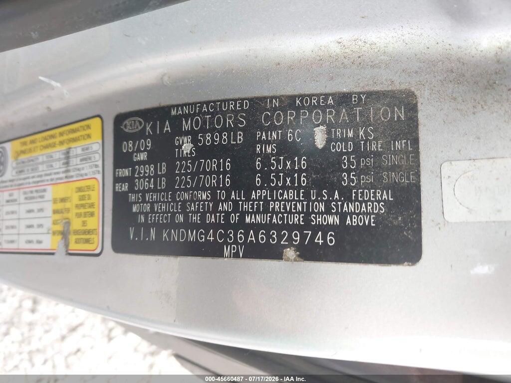 KNDMG4C36A6329746 2010 KIA SEDONA photo no. 9
