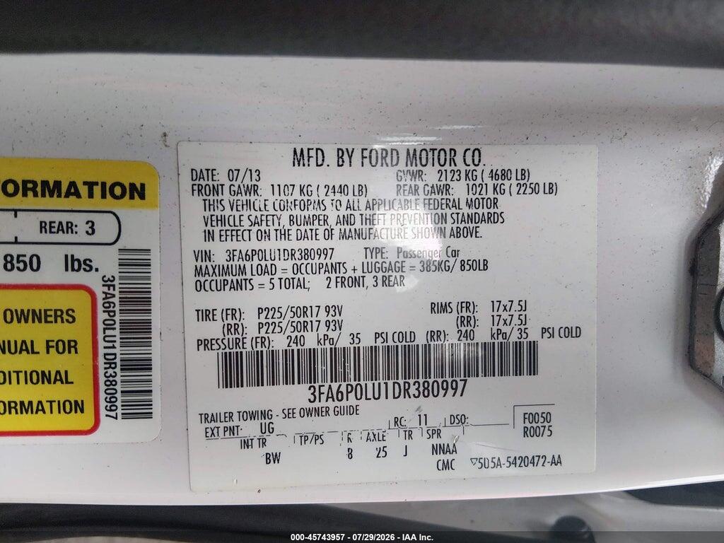 3FA6P0LU1DR380997 2013 FORD FUSION HYBRID photo no. 9
