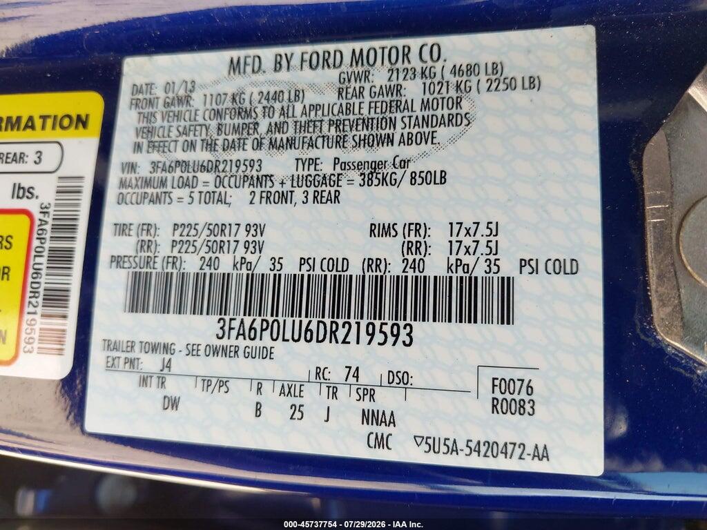 3FA6P0LU6DR219593 2013 FORD FUSION HYBRID photo no. 9