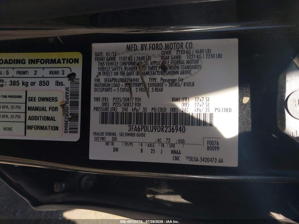 3FA6P0LU9DR236940 2013 FORD FUSION HYBRID photo no. 9
