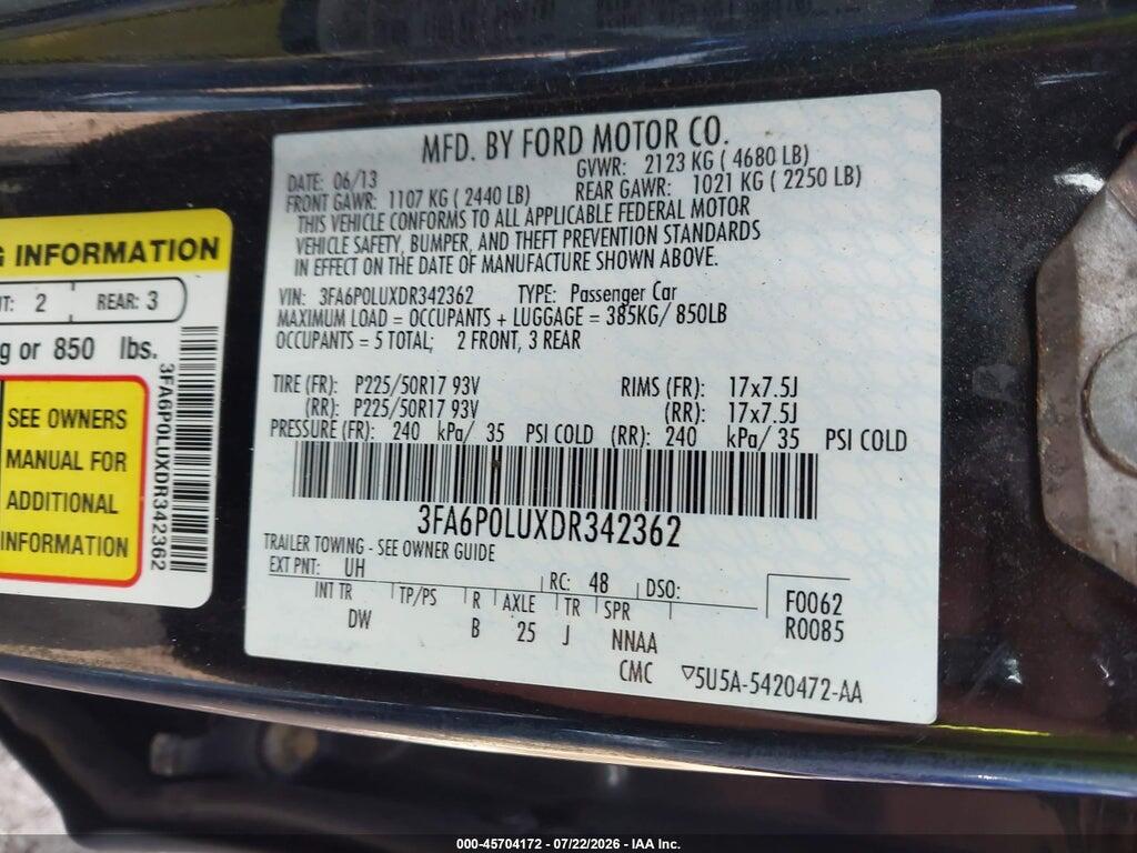 3FA6P0LUXDR342362 2013 FORD FUSION HYBRID photo no. 9