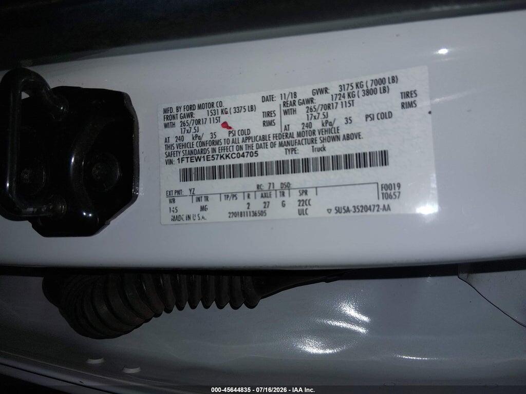 1FTEW1E57KKC04705 2019 FORD F-150 photo no. 9