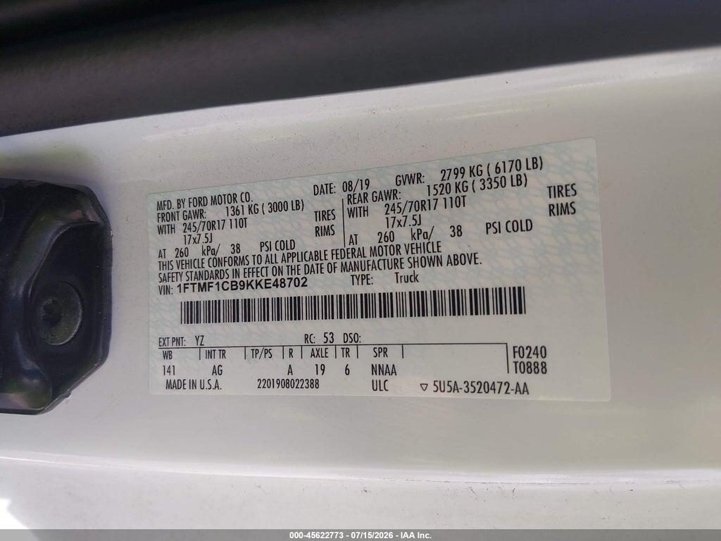 1FTMF1CB9KKE48702 2019 FORD F-150 photo no. 8