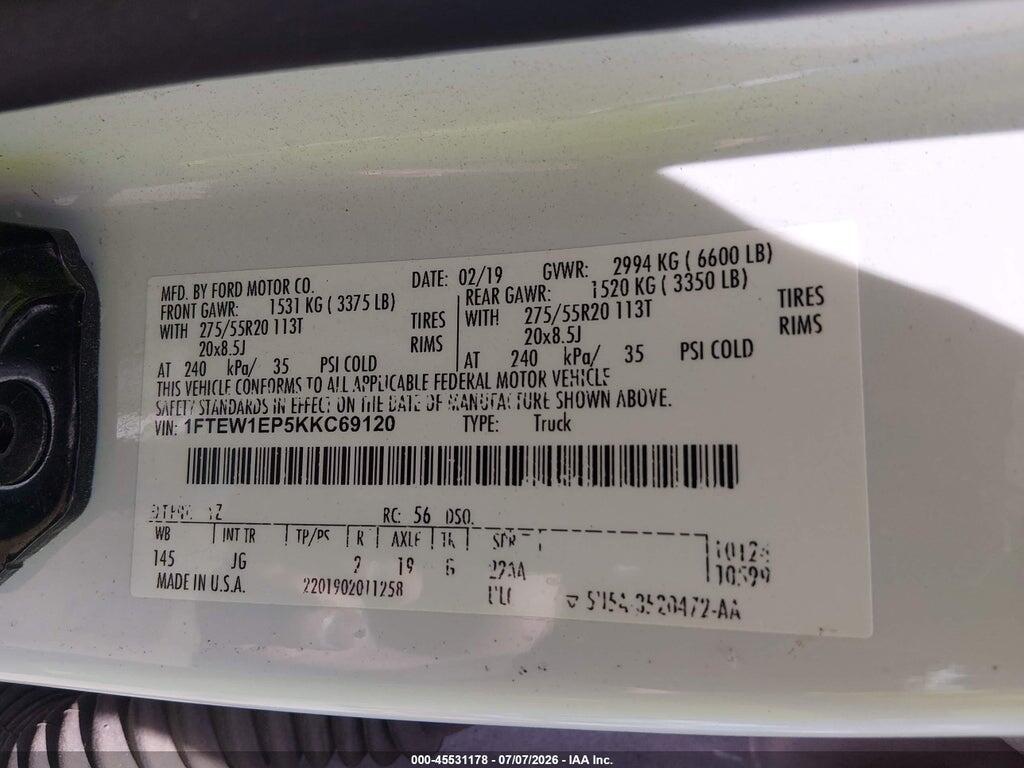 1FTEW1EP5KKC69120 2019 FORD F-150 photo no. 9