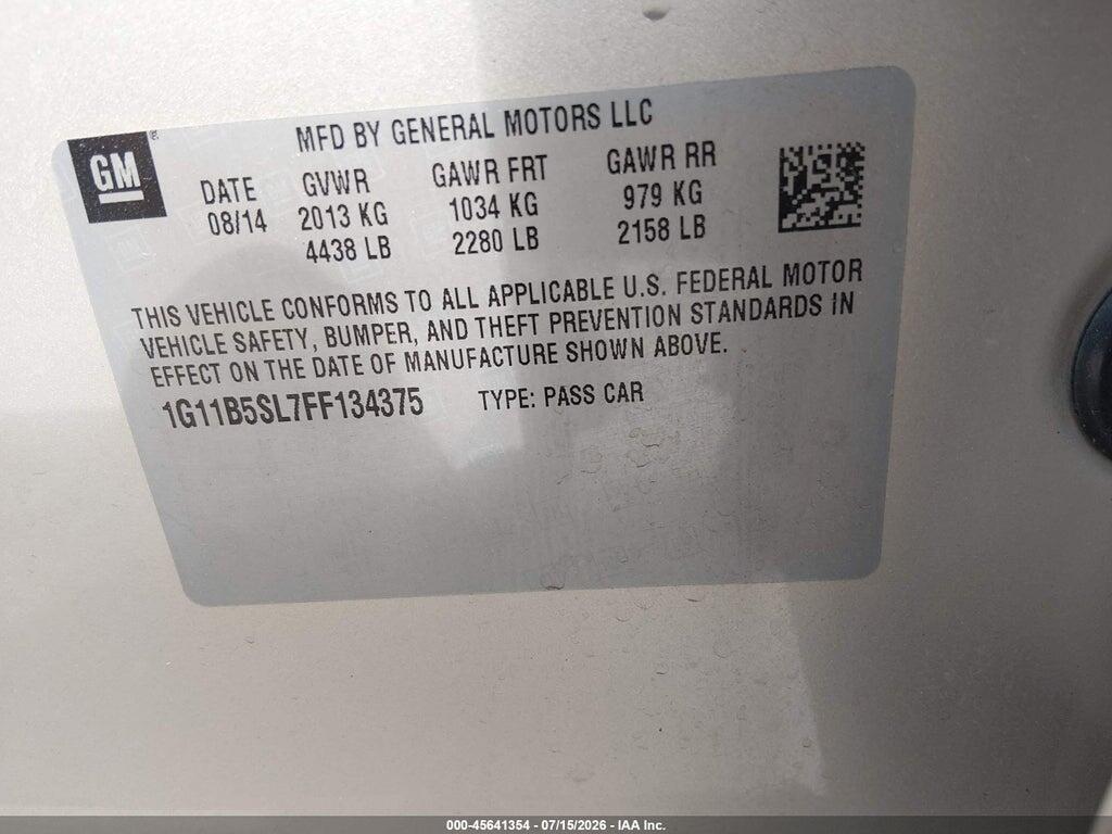 1G11B5SL7FF134375 2015 CHEVROLET MALIBU photo no. 9